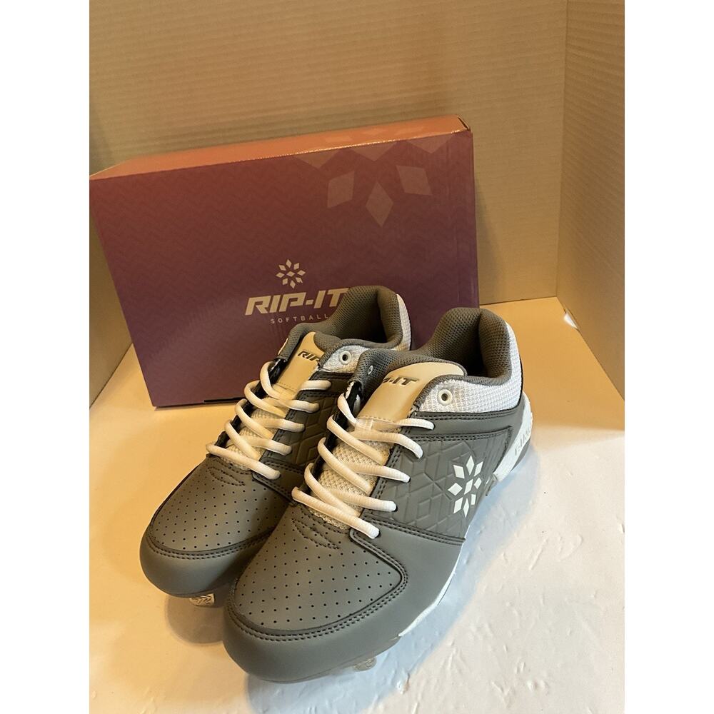Rip-It Diamond Softball Cleats Women’s Size 8 Charcoal White Metal Spike NIB